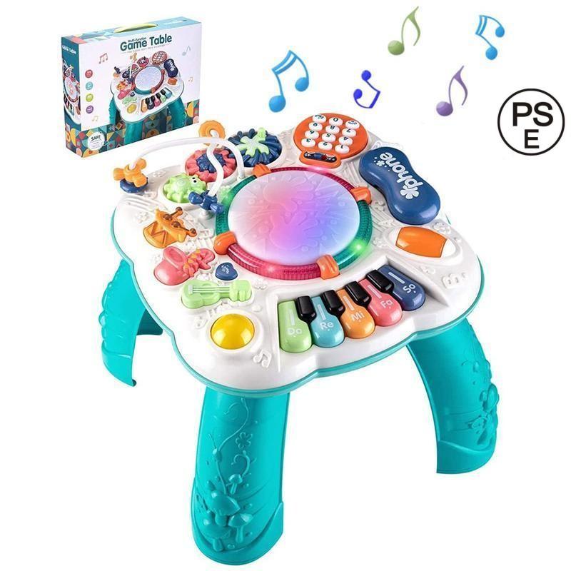 音楽おもちゃ 子供 ミュージカルテーブルおもちゃ 多機能 ピアノ 楽器玩具 アクティビティテーブルのおもちゃを学び おしゃべり電話 幼児